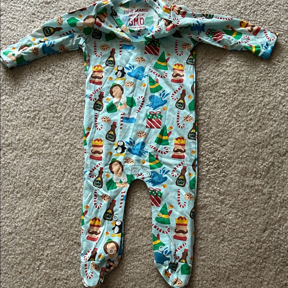 Jane Marie Elf Christmas Holiday Print Footie